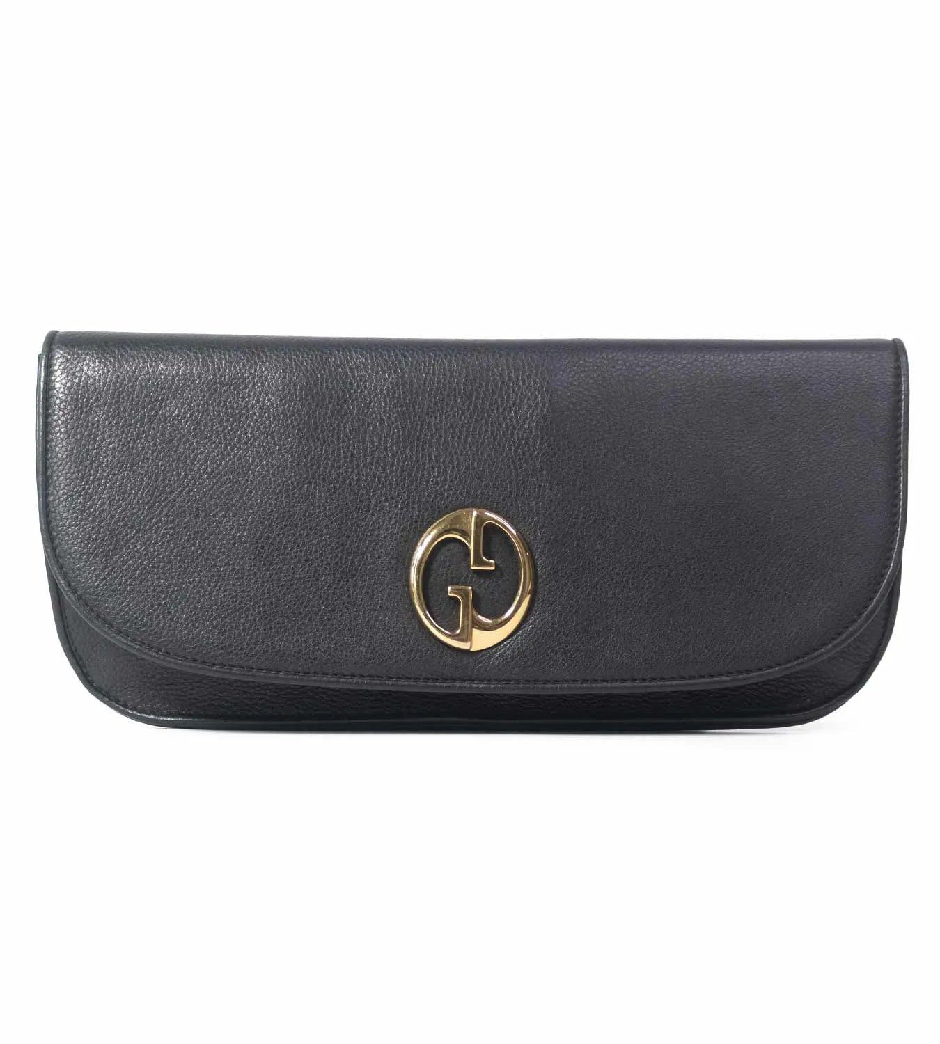 Pre-Loved Gucci Leather 1973 Flap Clutch – Shop This Elegant Pre-Owned Designer Bag Today!