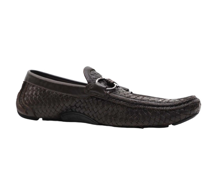 Brown Woven Leather Parigi Gancio Bit Loafers Size 8.5 - UK
