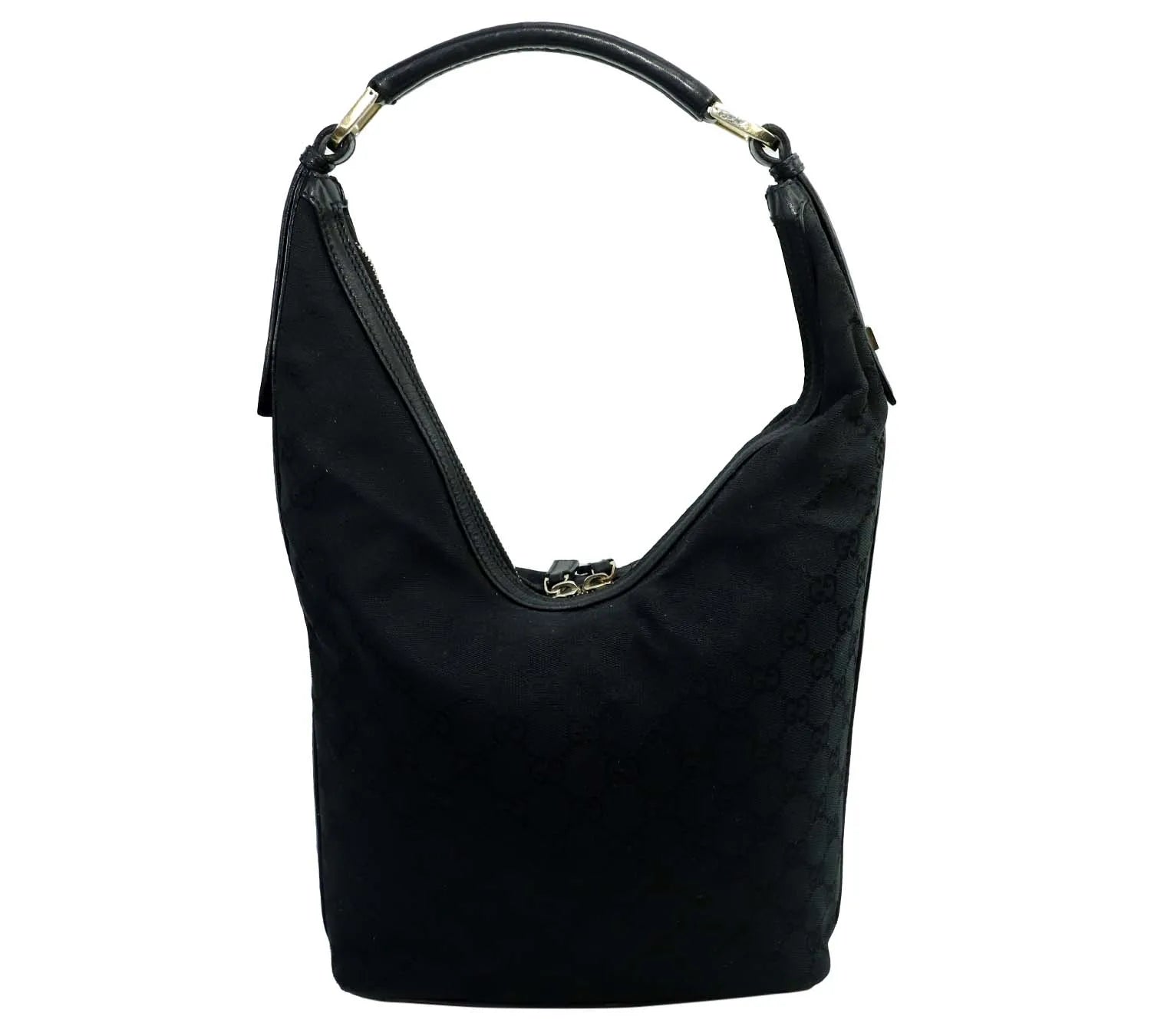 Pre-Loved Gucci Black GG Canvas Hobo Bag