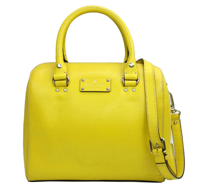Yellow Leather Wellesley Alessa Satchel