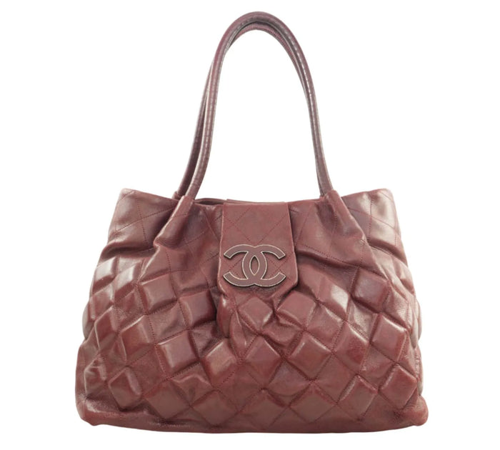 Maroon Quilted Leather Sloane Square Tote