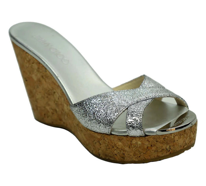 Silver Leather Panna Wedges Size 37 - Eur