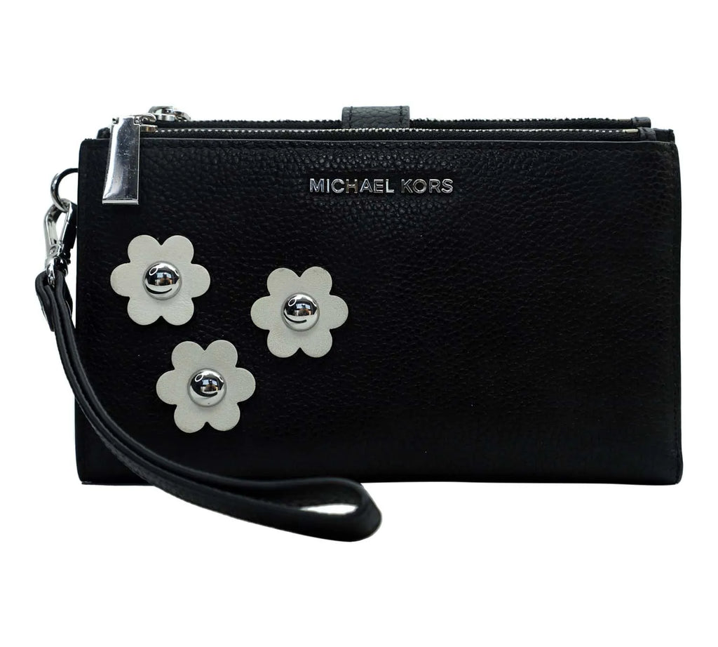 Pre-Loved Michael Kors Black Applique Smartphone Wristlet | Authentic Pre-Owned Michael Kors Handbag