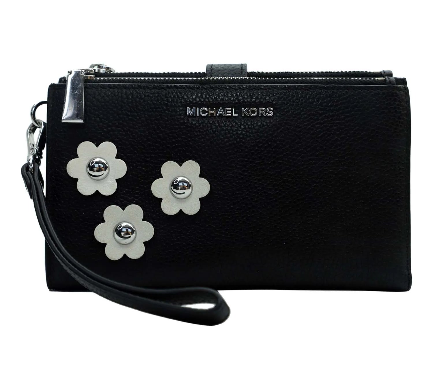 Pre-Loved Michael Kors Black Applique Smartphone Wristlet | Authentic Pre-Owned Michael Kors Handbag