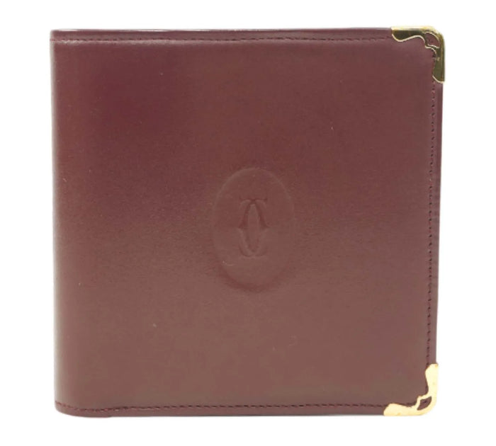 Burgundy Calfskin Golden Finish Wallet