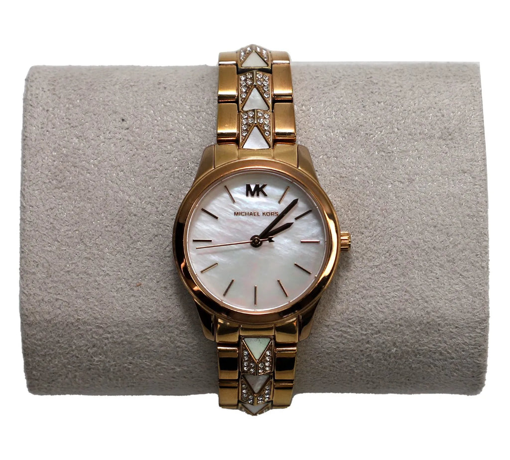 Pre-Loved Michael Kors Women’s Runway Mercer White Dial Watch | Authentic Pre-Owned Michael Kors Timepiece