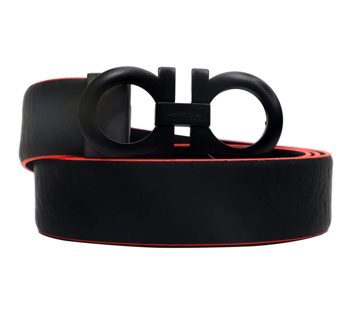 Black & Red Border Calf Leather Men's Belt Size 40