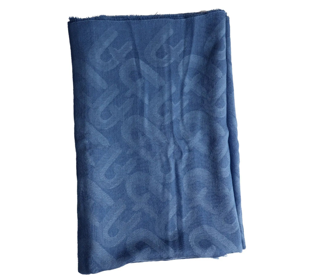 Pre-Loved Furla Blue Monogram Cotton Silk Scarf | Authentic Pre-Owned Furla Accessory