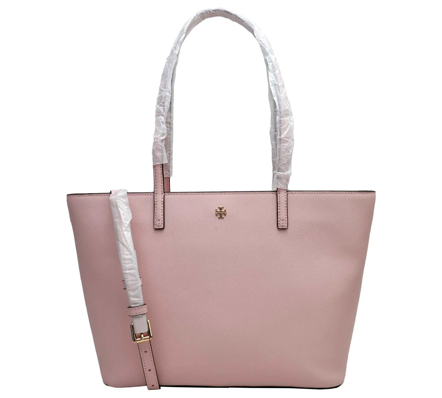 Pre-Loved Tory Burch Emerson Pink Saffiano Leather Medium Tote Bag | Authentic Pre-Owned Tory Burch Handbag