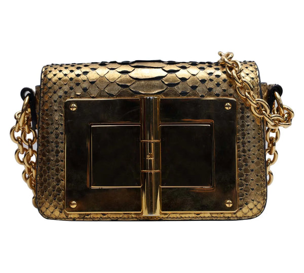 Gold Python Medium Natalia Chain Shoulder Bag