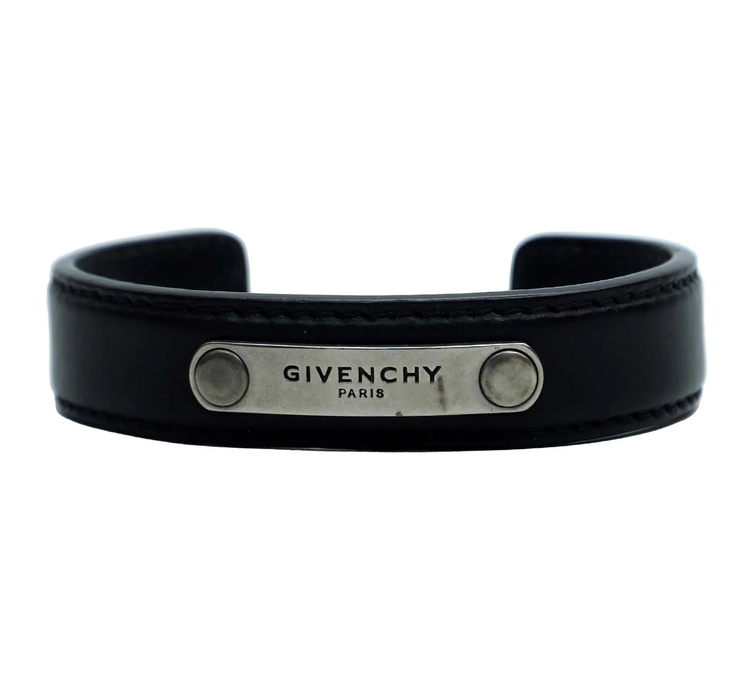 Pre-Loved Givenchy Men’s Black Leather Cuff Bracelet – Authentic Pre-Owned Designer Accessory