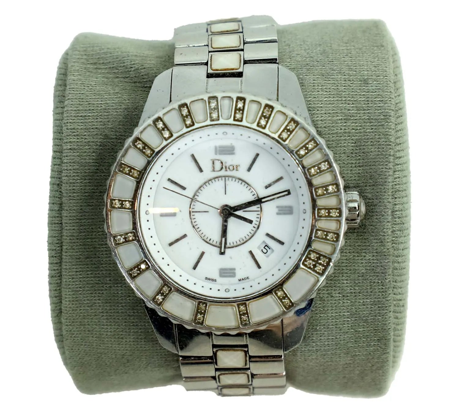 Pre-Loved Christian Dior White Diamonds Women’s Wristwatch – Stainless Steel & Crystal, Authentic Pre-Owned Designer Watch