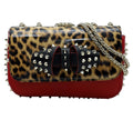Pre-Loved Christian Louboutin Sweet Charity Shoulder Bag – Leopard Print & Red Calfskin Leather, Authentic Pre-Owned Designer Bag
