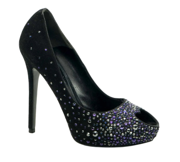 Crystal Embellished Peep Toe Pumps Size 38 - Eur