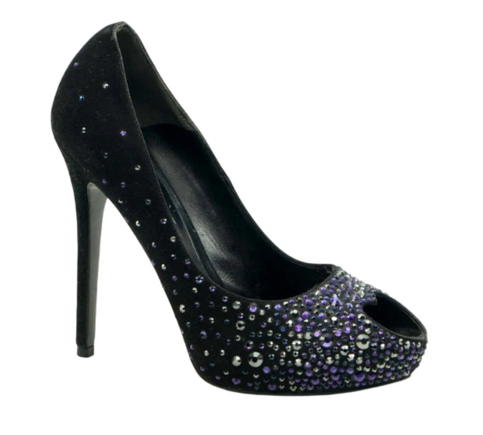 Crystal Embellished Peep Toe Pumps Size 38 - Eur
