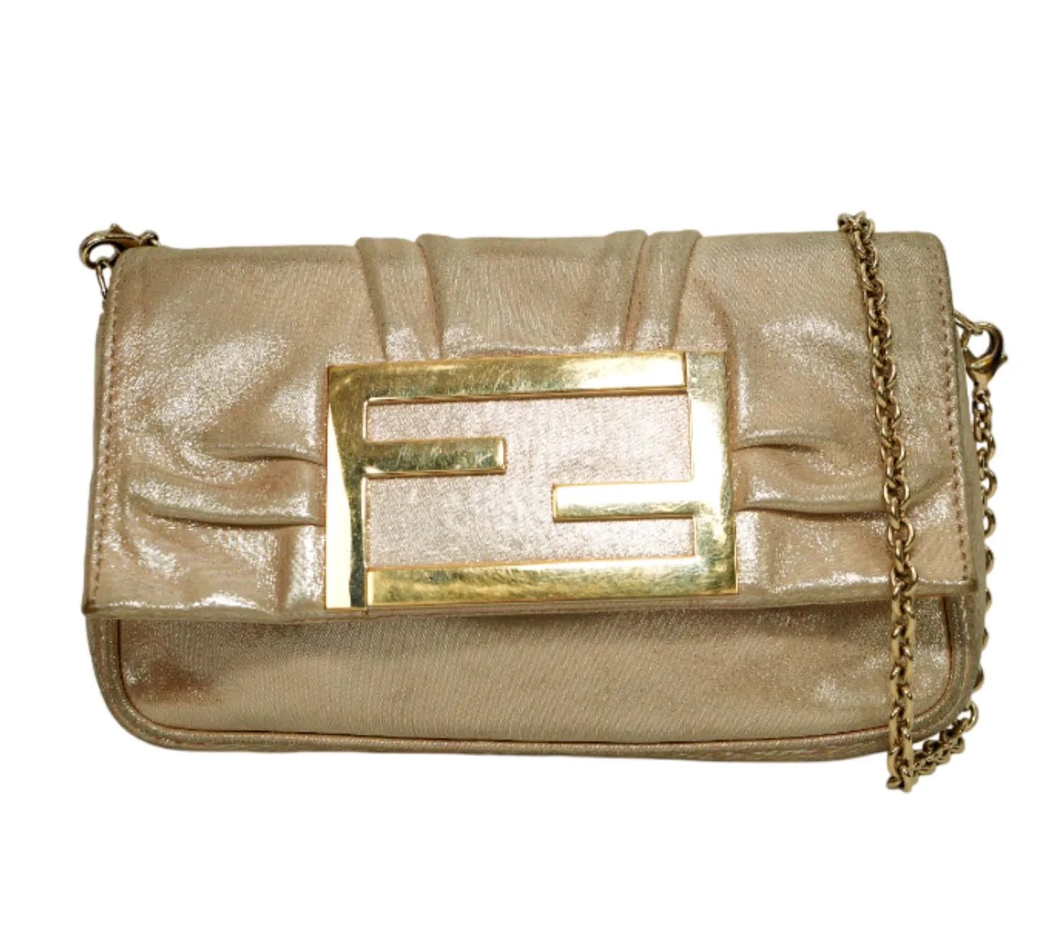 Pre-loved Fendi Gold Leather Mia Pochette Bag,