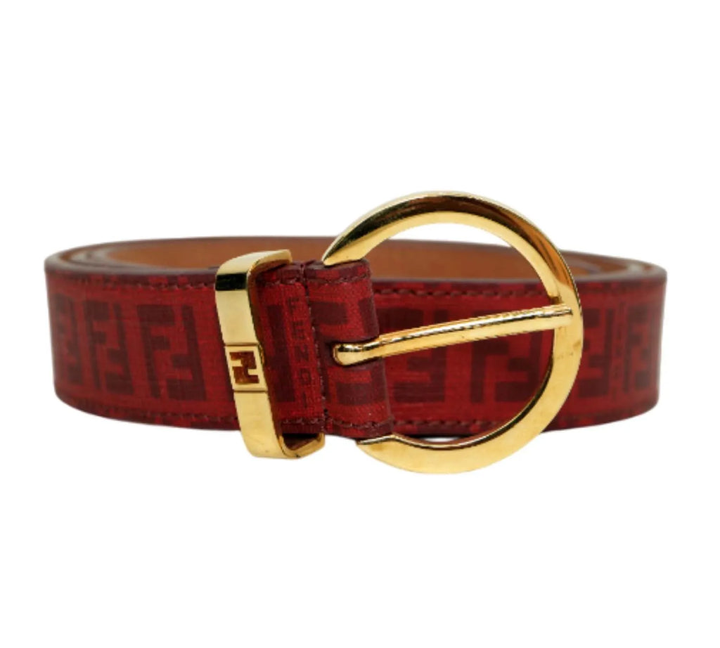 Pre-loved Fendi Red Logo Belt Size 95 cm,