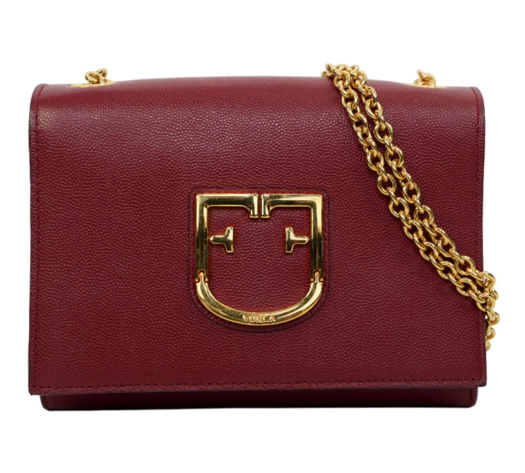 Pre-loved Furla Red Viva Mini Pochette Chain Leather Crossbody Shoulder Bag,