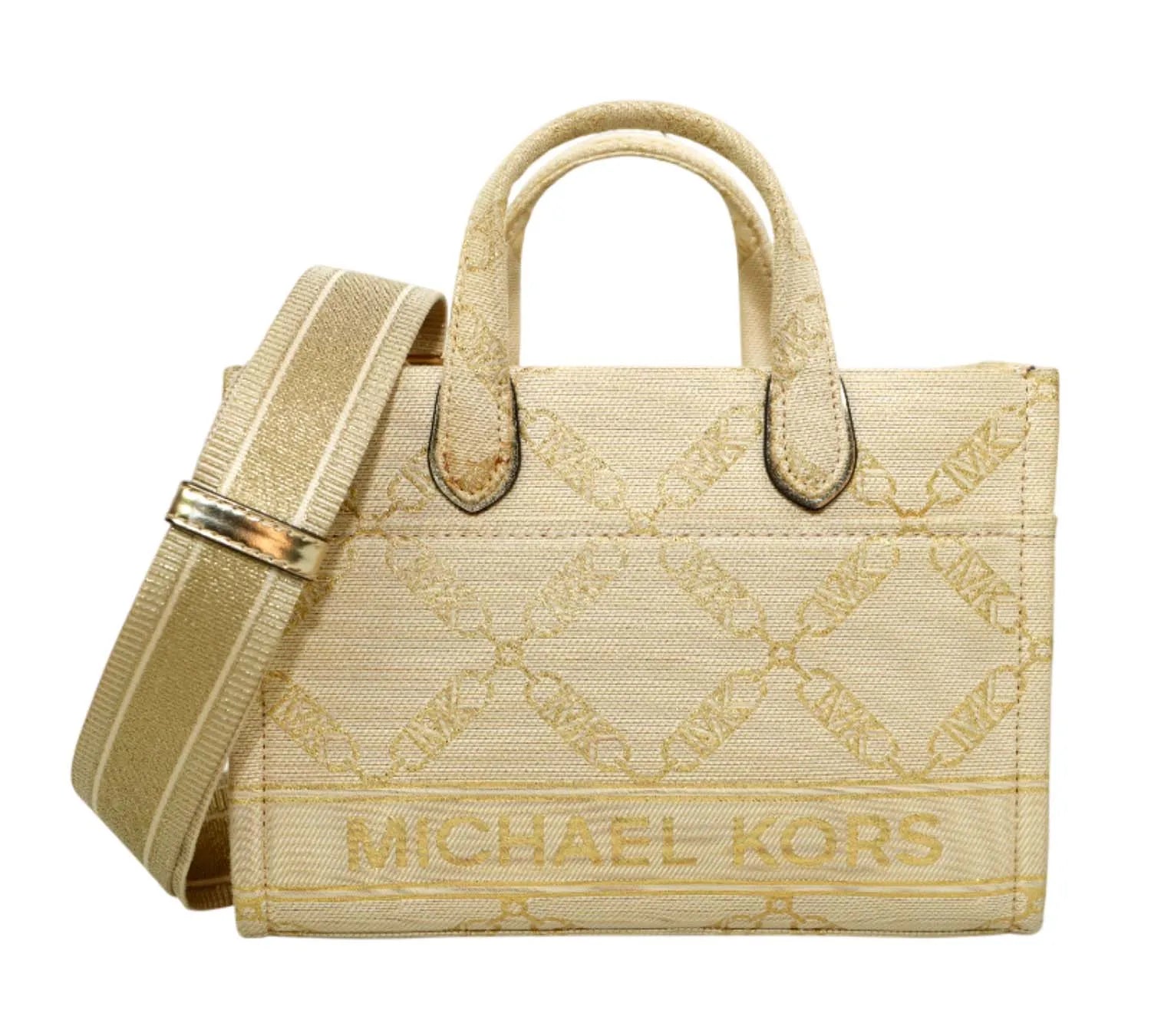 Pre-loved Michael Kors Gigi Small Metallic Empire Logo Jacquard Messenger Bag,