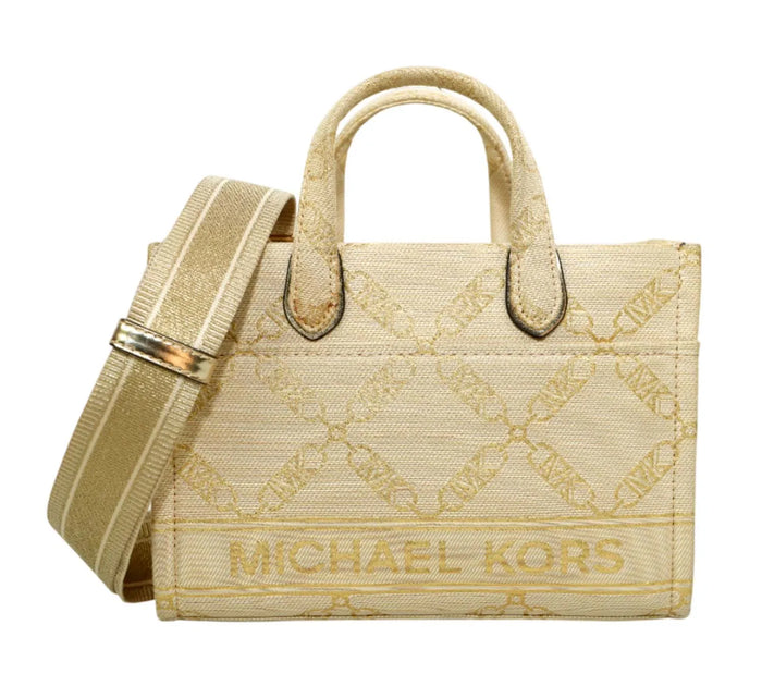 Gigi Small Metallic Empire Logo Jacquard Messenger Bag