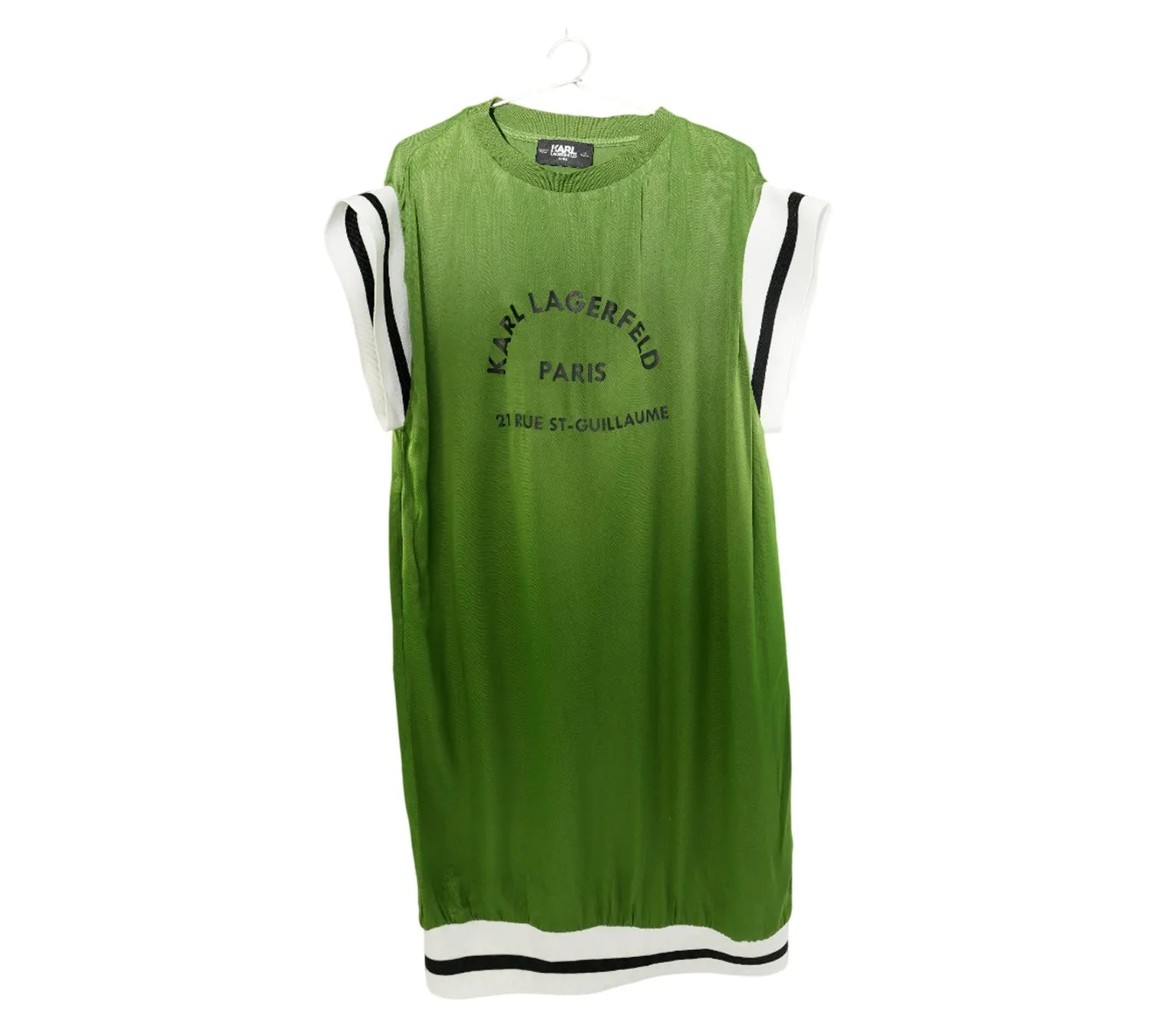 Pre-owned Karl Lagerfeld Olive Logo Regular Fit Dress Size 16