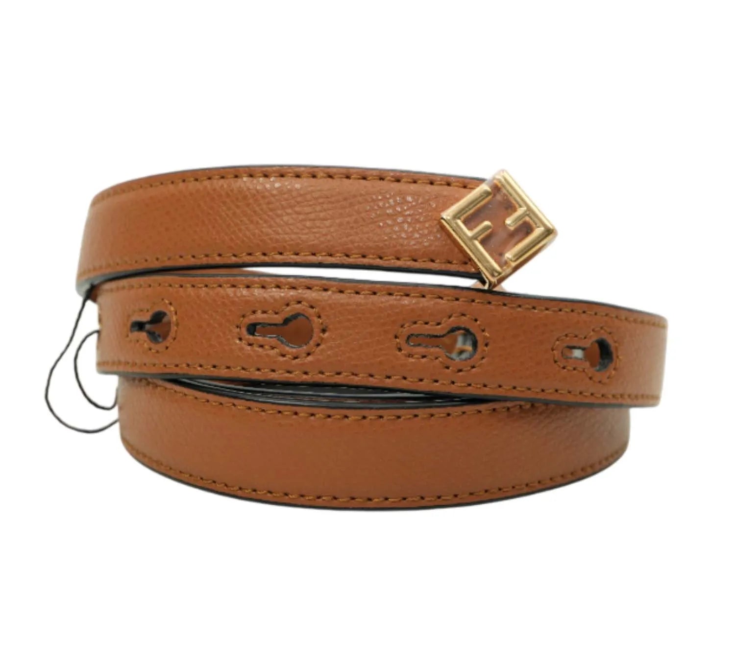 Pre-owned Fendi Tan Thin Belt Size 90 Cm