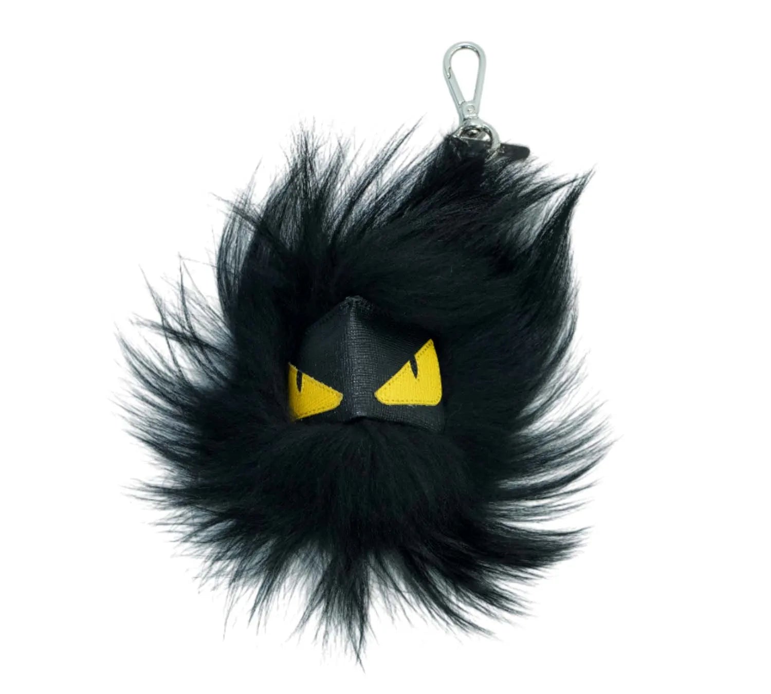 Pre-owned Fendi Monster Fox Fur Black & Yellow Eye Bag Charm