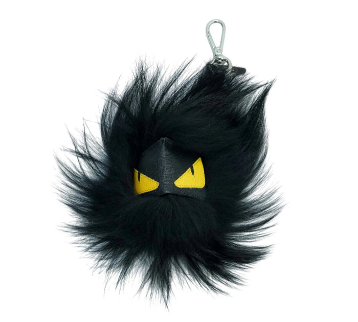 Monster Fox Fur Black & Yellow Eye Bag Charm