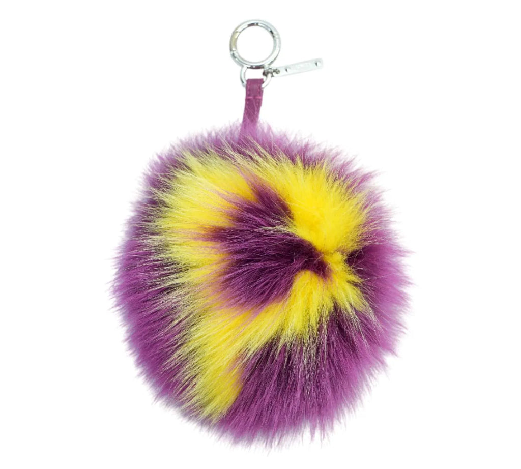 Pre-owned Fendi Pompom Purple & Yellow Fur Bag Charm