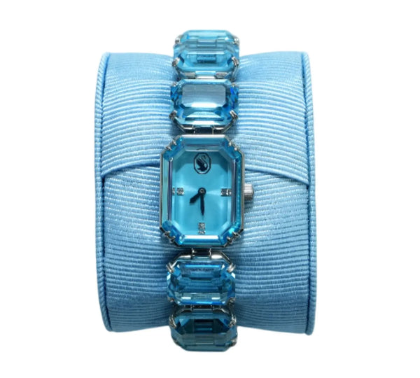 Pre-owned Swarovski Blue Octagon Cut Bracelet Watch