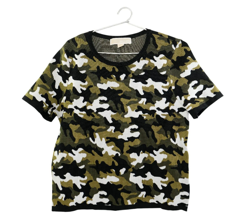 Pre-owned Michael Kors Camouflage Stretch-Viscose Jacquard T-Shirt