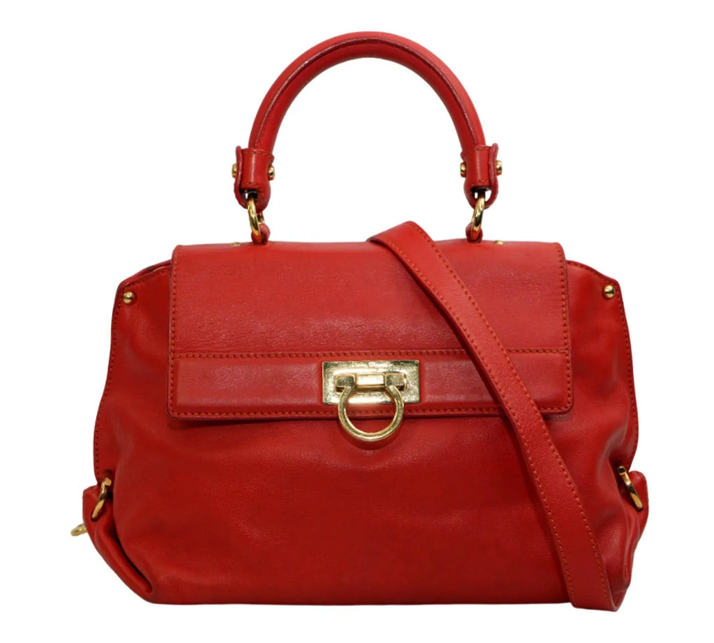 Pre-owned Salvatore Ferragamo Red Leather Sofia Top Handle Bag
