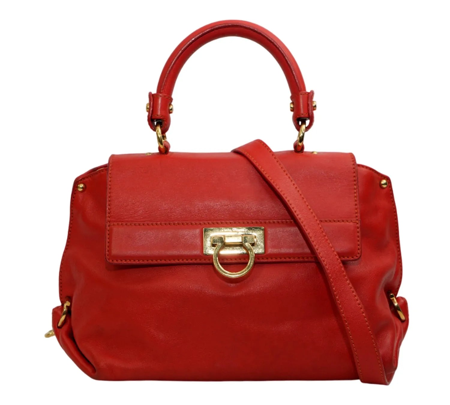 Pre-owned Salvatore Ferragamo Red Leather Sofia Top Handle Bag