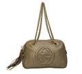 Pre-owned Gucci Metallic Grey Leather Medium Soho Chain Shoulder Bag