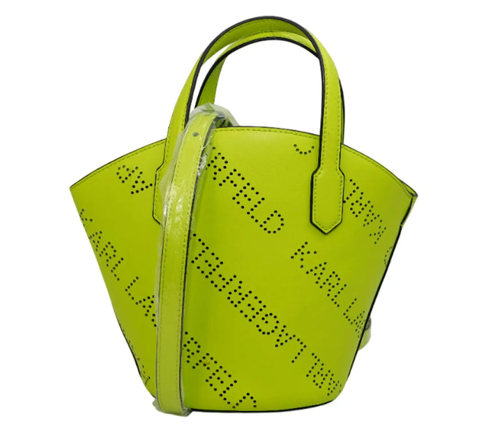 Neon Green Leather Oversized Structured Handheld Bucket Bag