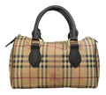 Pre-owned Burberry Beige/Brown Haymarket Check Coated Canvas Medium Bowling Bag