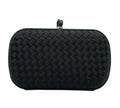 Pre-owned Bottega Veneta Black Intrecciato Satin Trim Knot Clutch