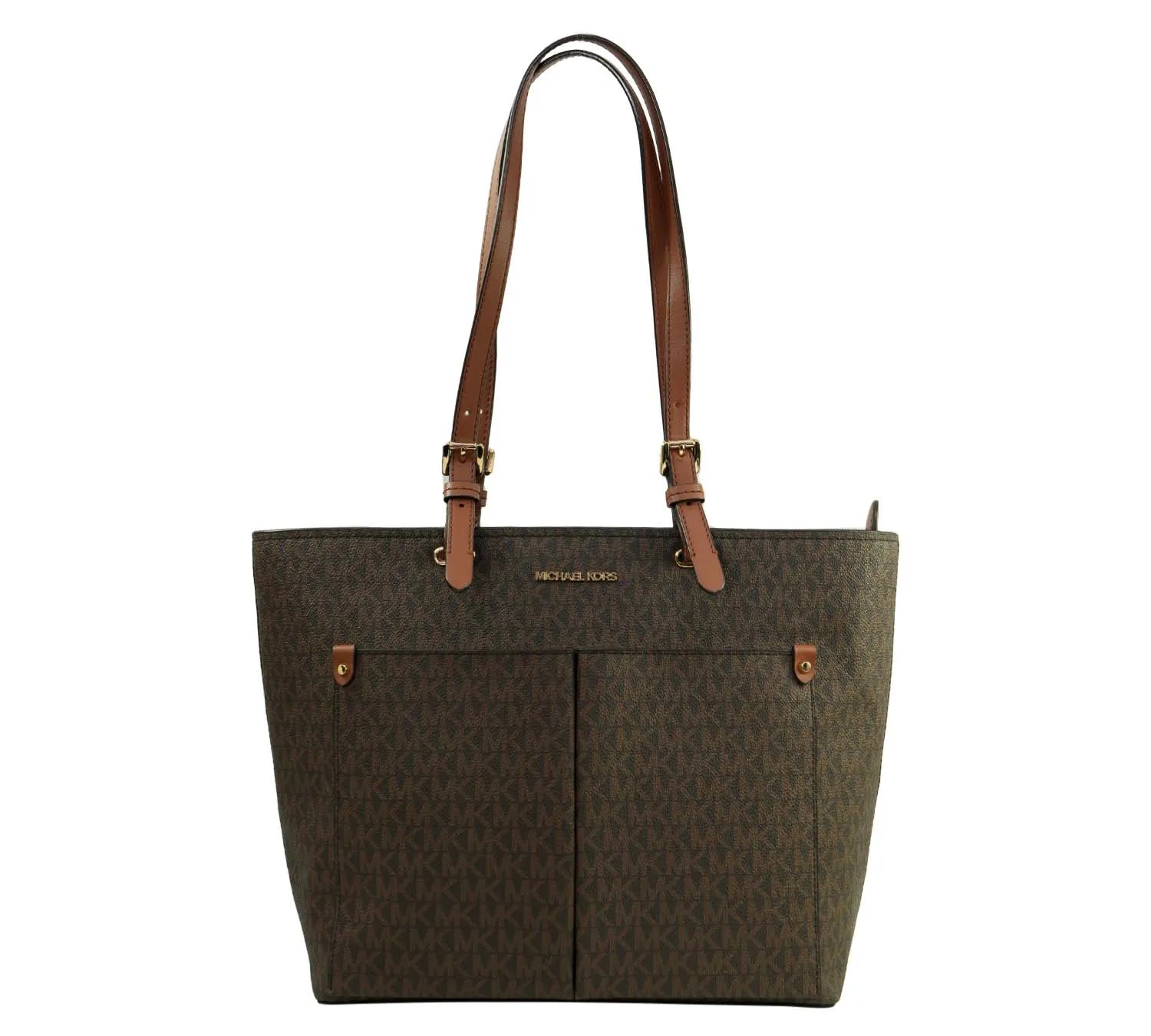 Pre-owned Michael Kors Brown Jet Set Travel Medium Double Pocket Tote