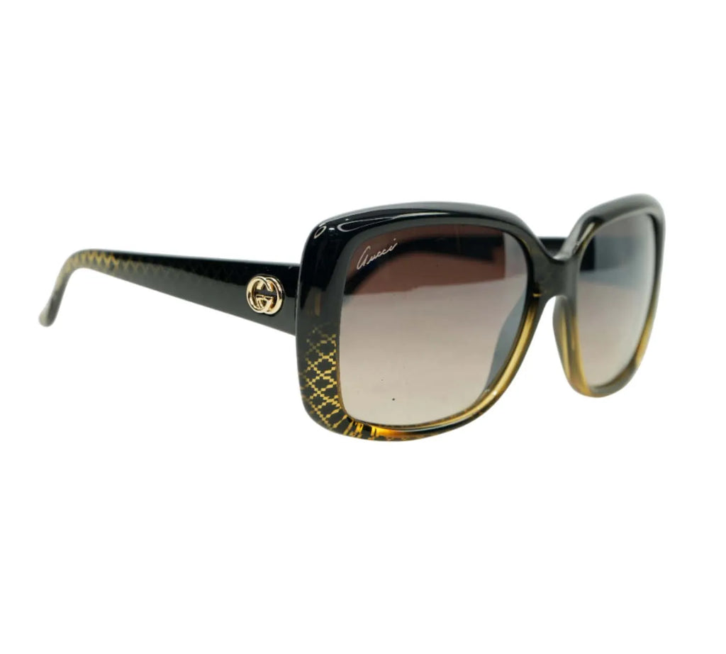 Gucci Black Diamond Print Square Sunglasses
