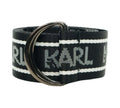 Pre-owned Karl Lagerfeld Women’s D-Ring Logo Print Web Belt Size 117 Cm