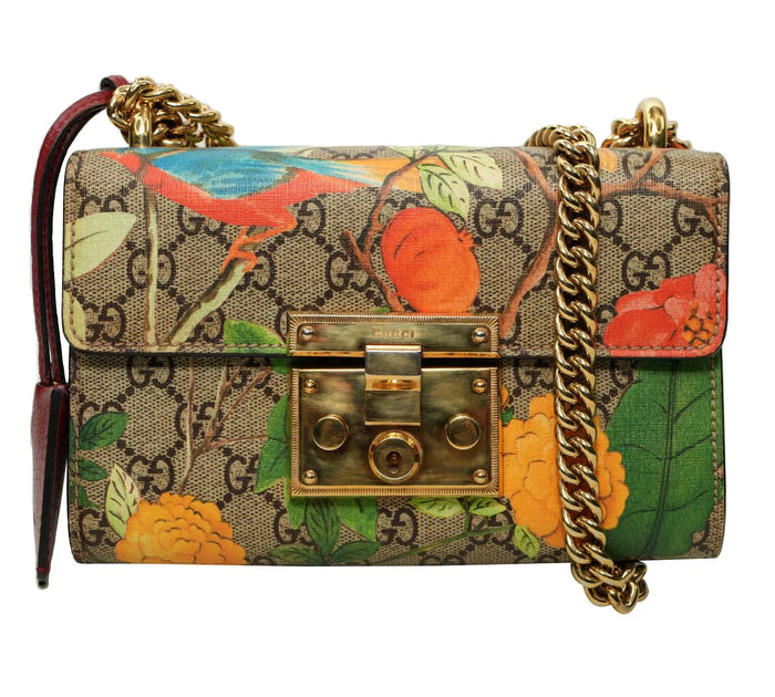 Multicolor Tian GG Supreme Canvas & Leather Small Padlock Shoulder Bag