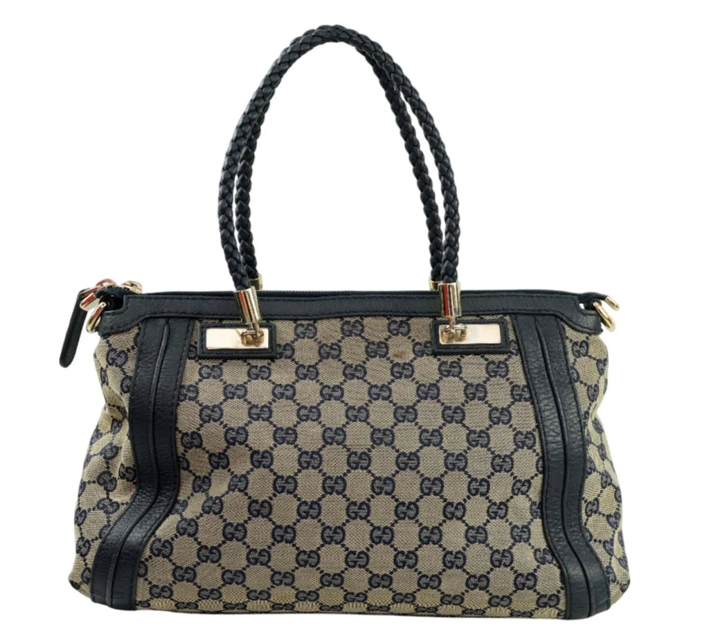 Gucci Beige and Black Pre-Owned Handbag