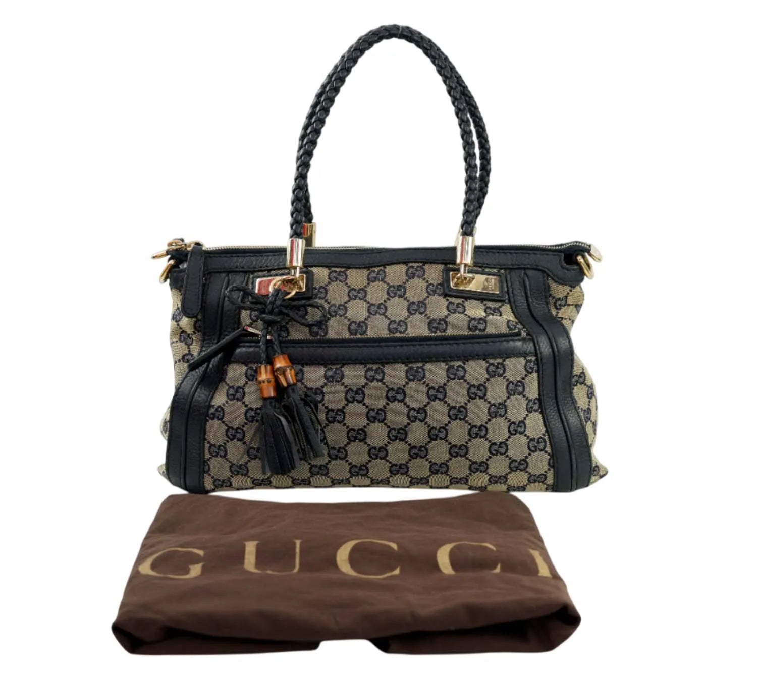Gucci Beige GG Canvas & Leather Pre-Owned Handbag