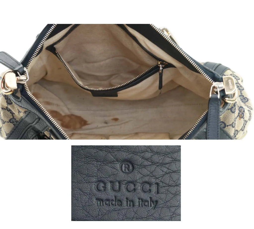 Gucci Beige/Black GG Canvas Pre-Owned Satchel Handbag