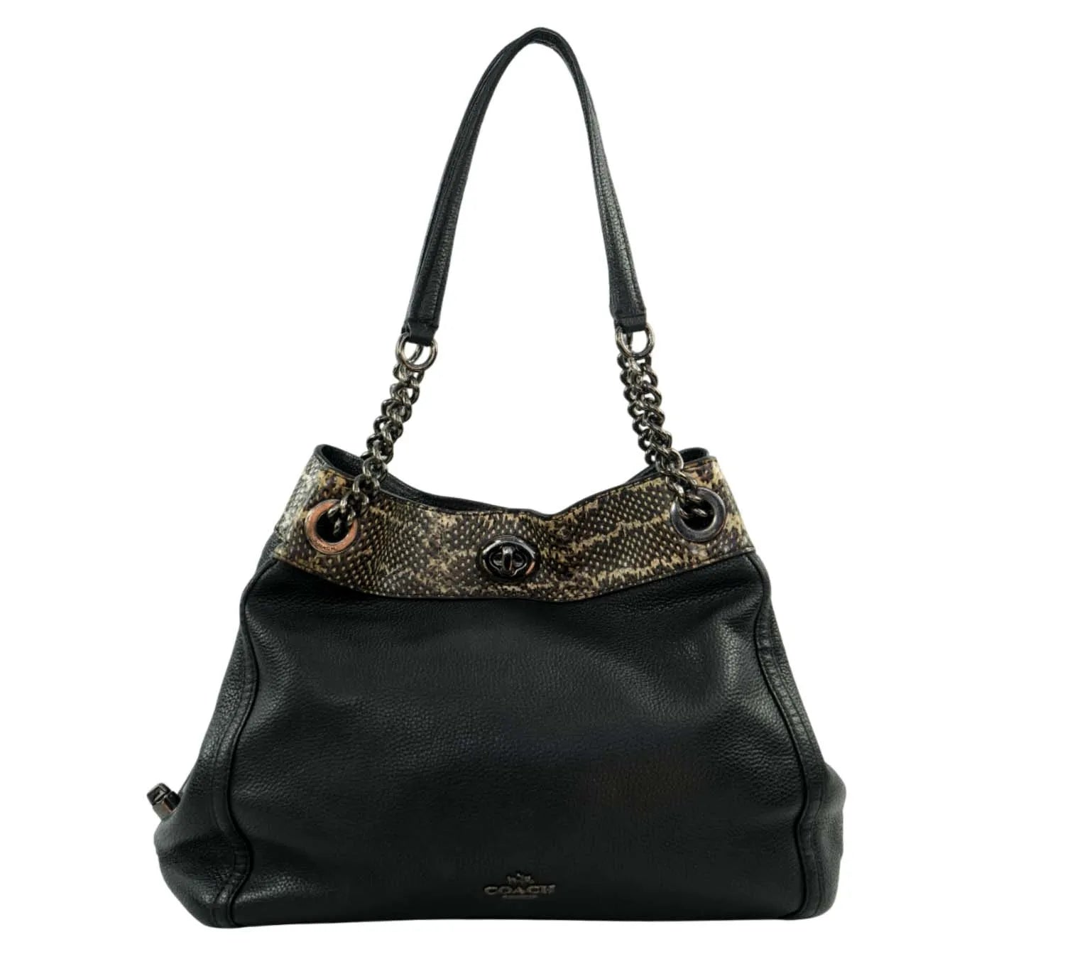 Pre-owned Coach Turnlock Edie Shoulder Bag in Colorblock & Snakeskin Detail