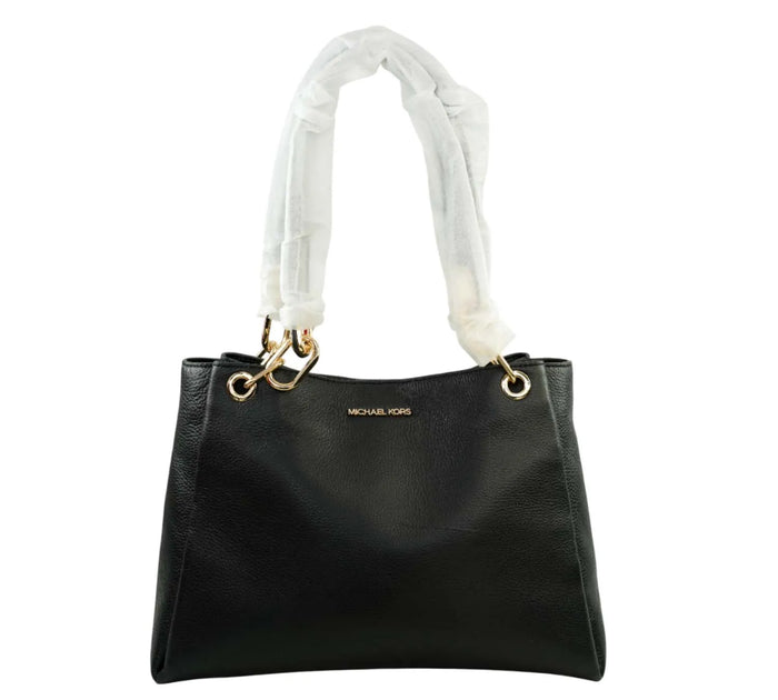 Black Trisha Pebbled Leather Shoulder Bag