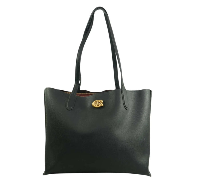 Black Pebble Leather Willow Large Tote Bag