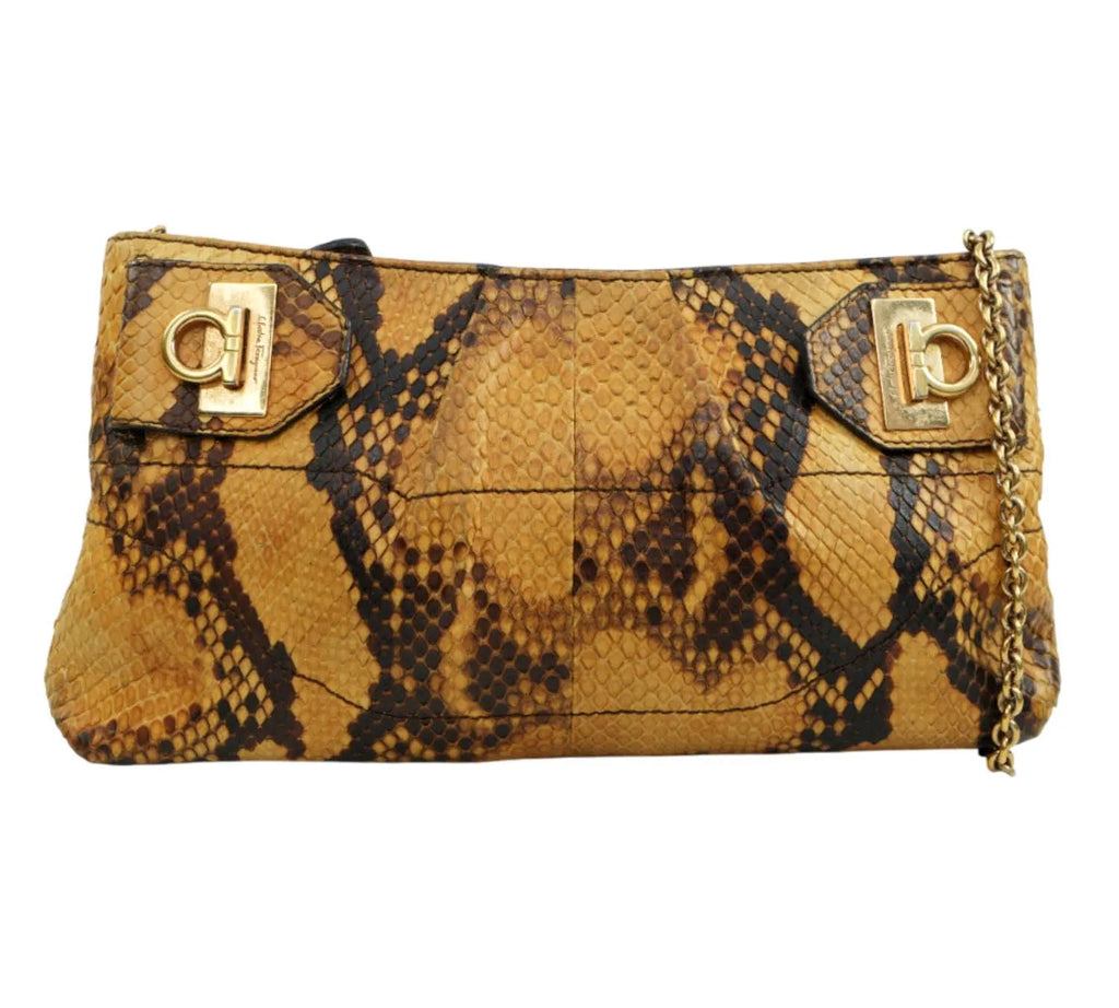 Pre-Loved Salvatore Ferragamo Python Skin Crossbody Bag
