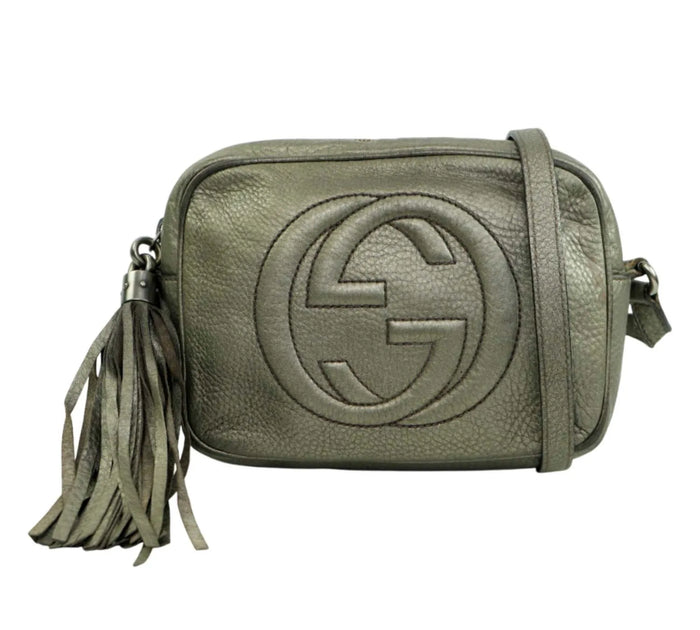 Silver Pebbled Leather Small Soho Disco Shoulder Bag