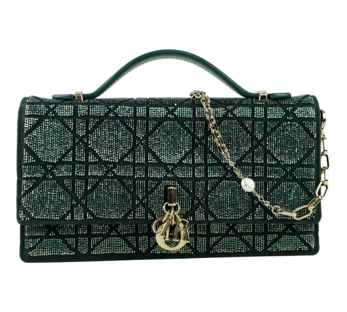 Green Microbead-Embroidered Cotton My Dior Mini Bag